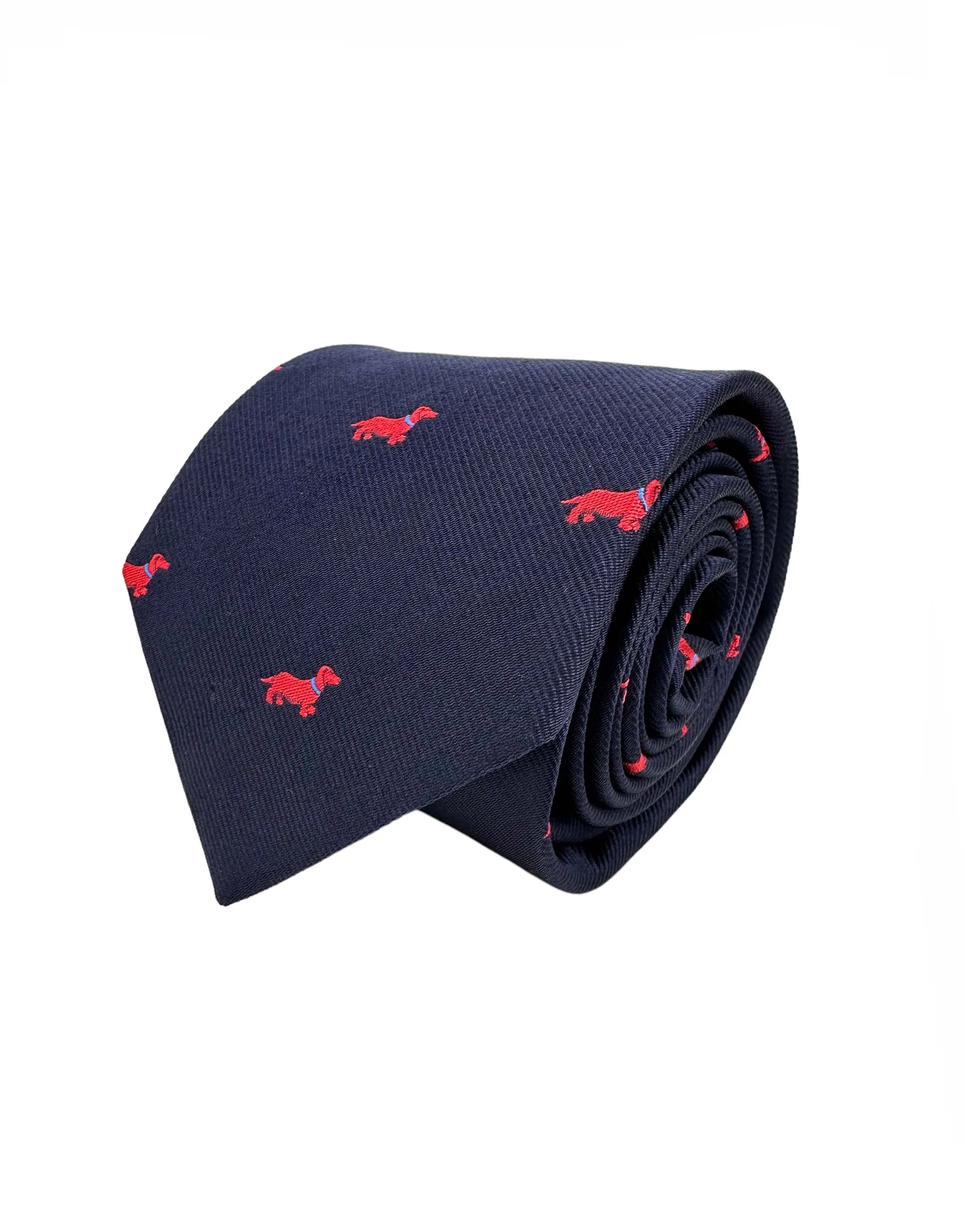 Corbata Tejida Jacquard Marino Perro Teckel