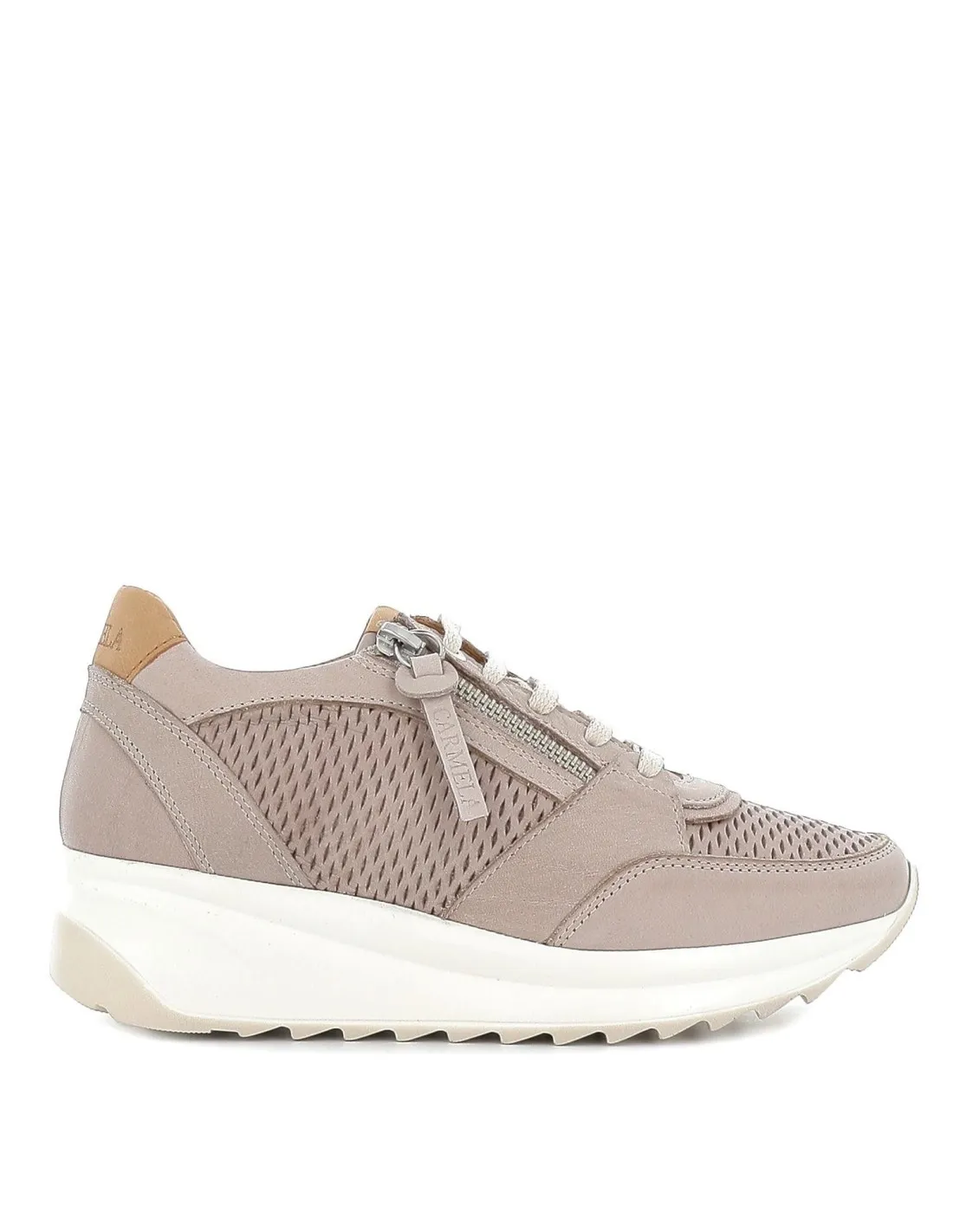 Deportiva cremallera y cordones piel blanca CARMELA