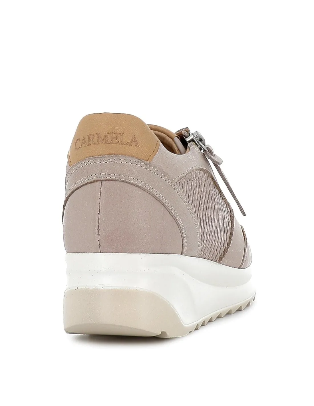 Deportiva cremallera y cordones piel blanca CARMELA