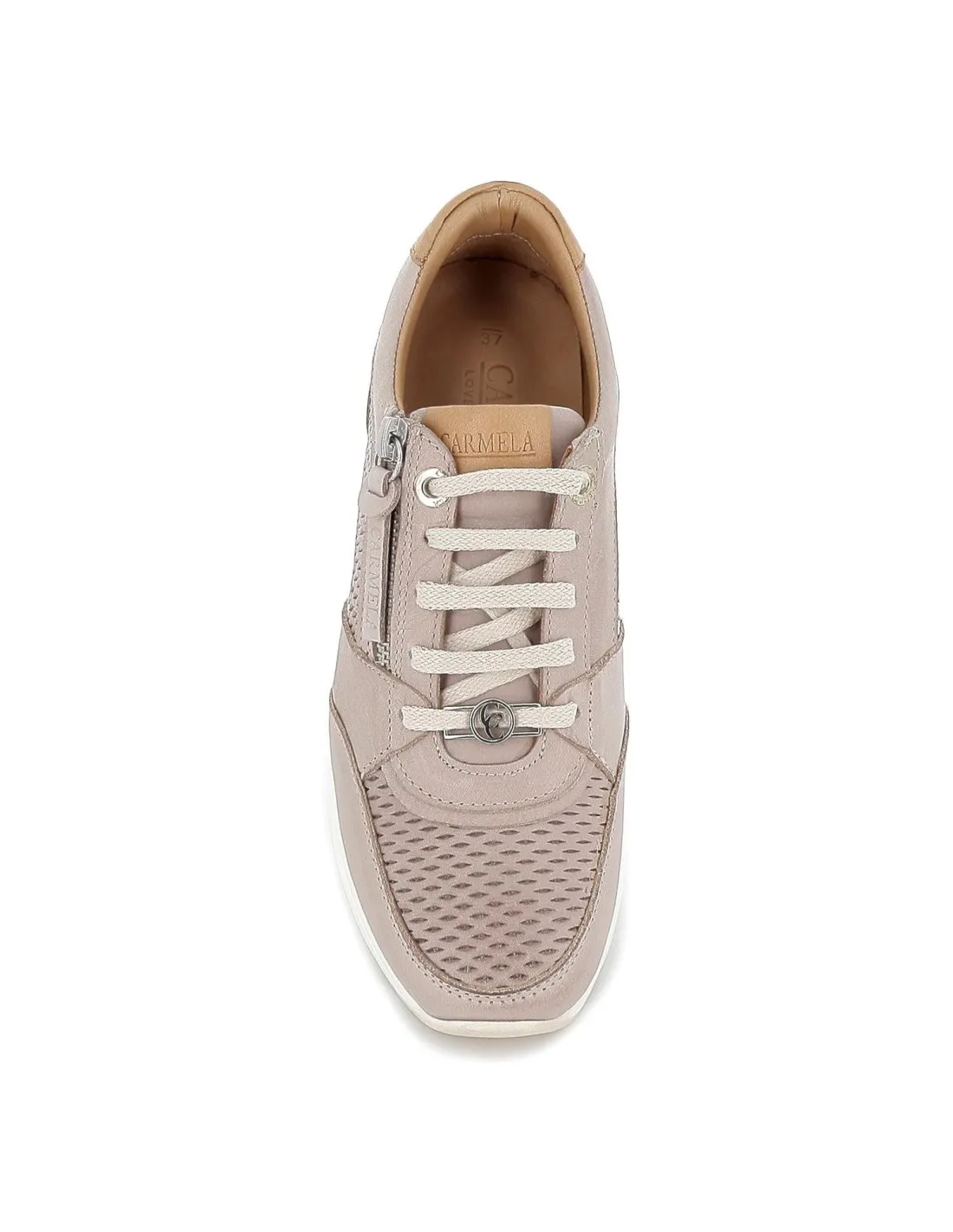Deportiva cremallera y cordones piel blanca CARMELA
