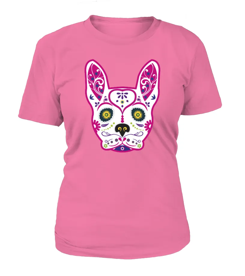 Dibujo cara de perro Camiseta cuello redondo Mujer