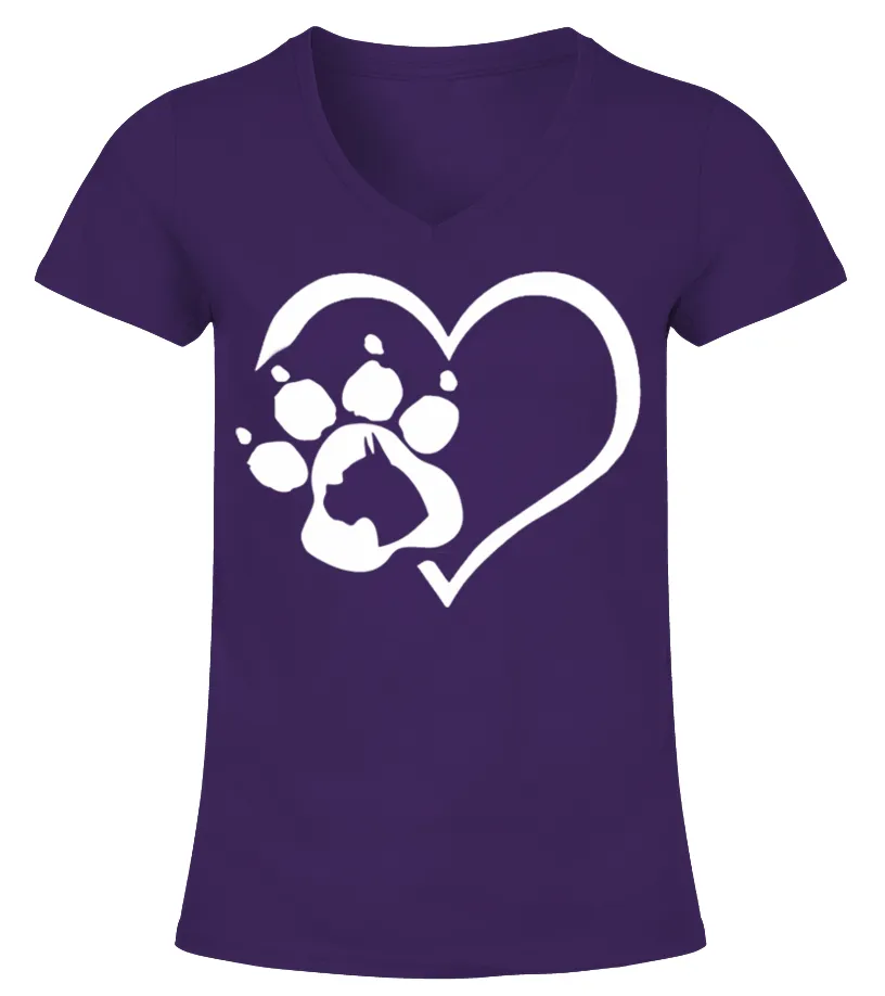 Dibujo huella de un perro Camiseta cuello pico Mujer