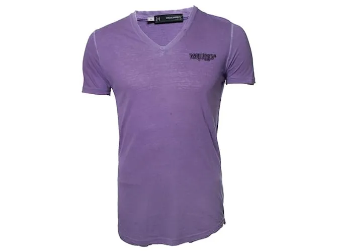Dsquared2, Camiseta con cuello en V y logo Púrpura 