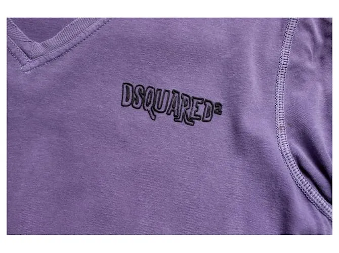 Dsquared2, Camiseta con cuello en V y logo Púrpura 