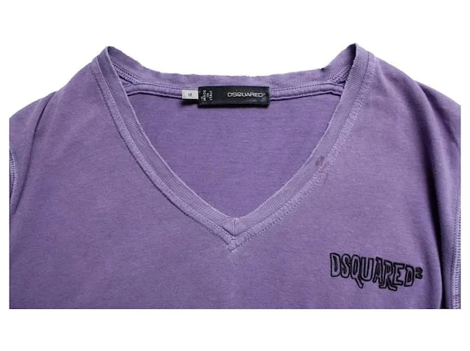 Dsquared2, Camiseta con cuello en V y logo Púrpura 