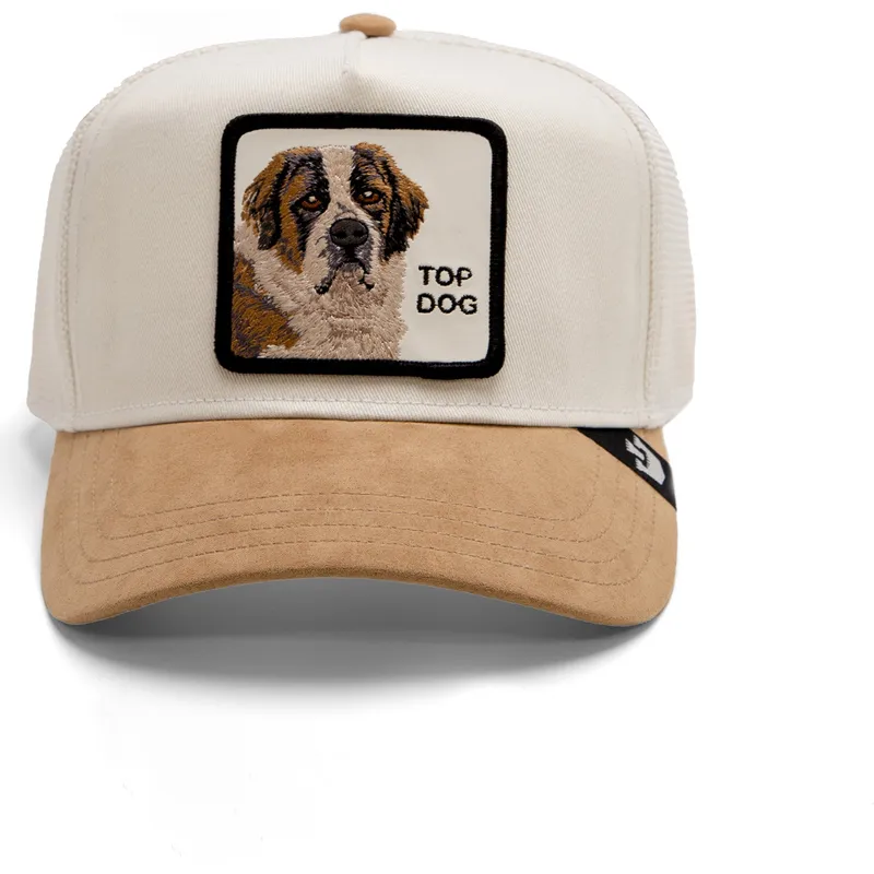 Gorra trucker beige perro san bernardo Top Dog The Suede St Bernard The Farm de Goorin Bros.