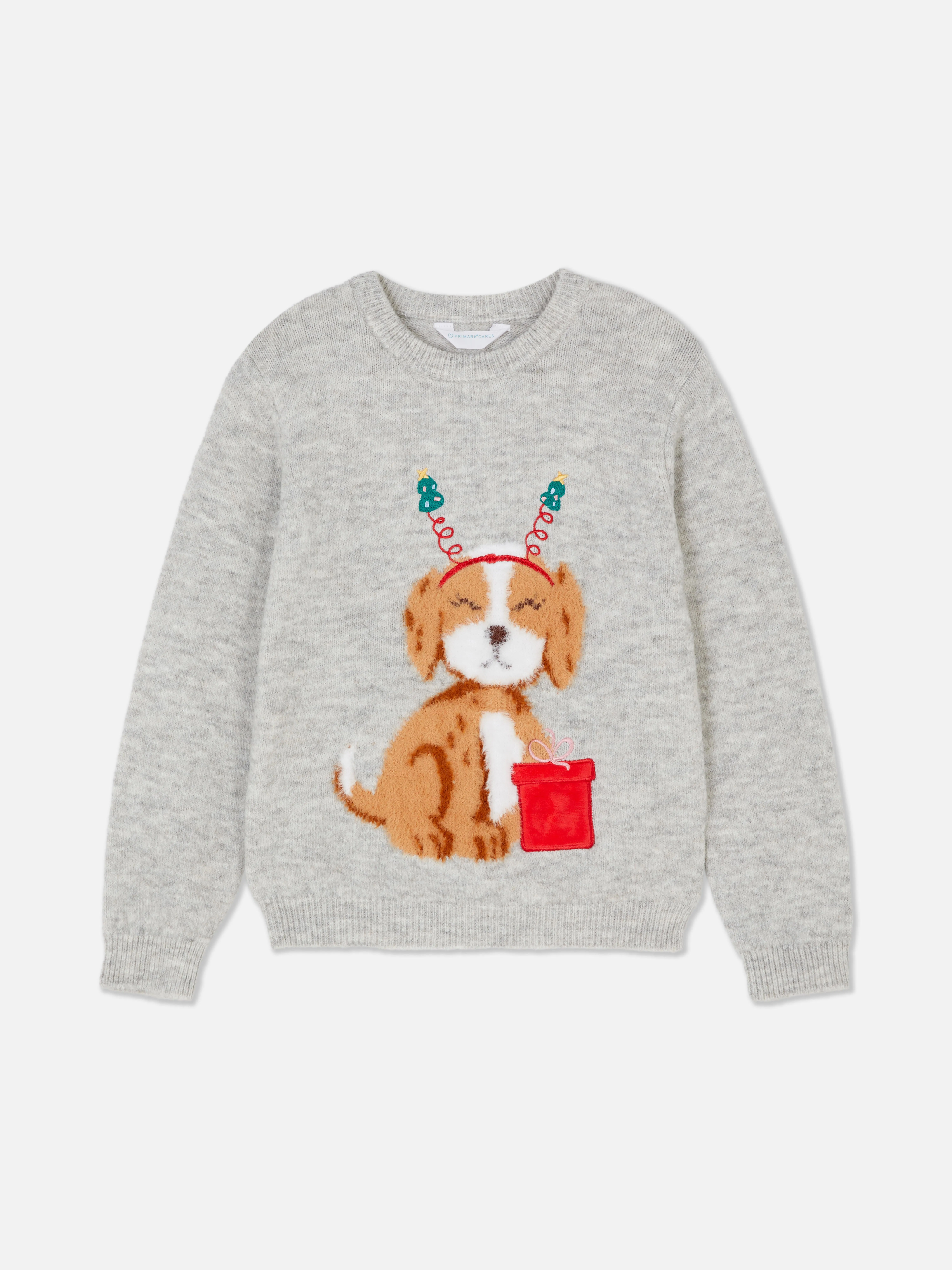 Jersey con luces y diseño navideño de perro