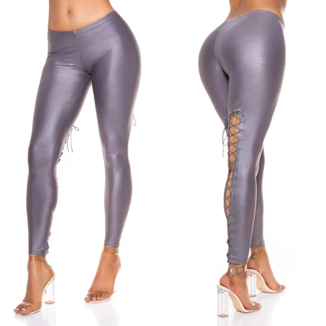 Leggings imitación con cordones 