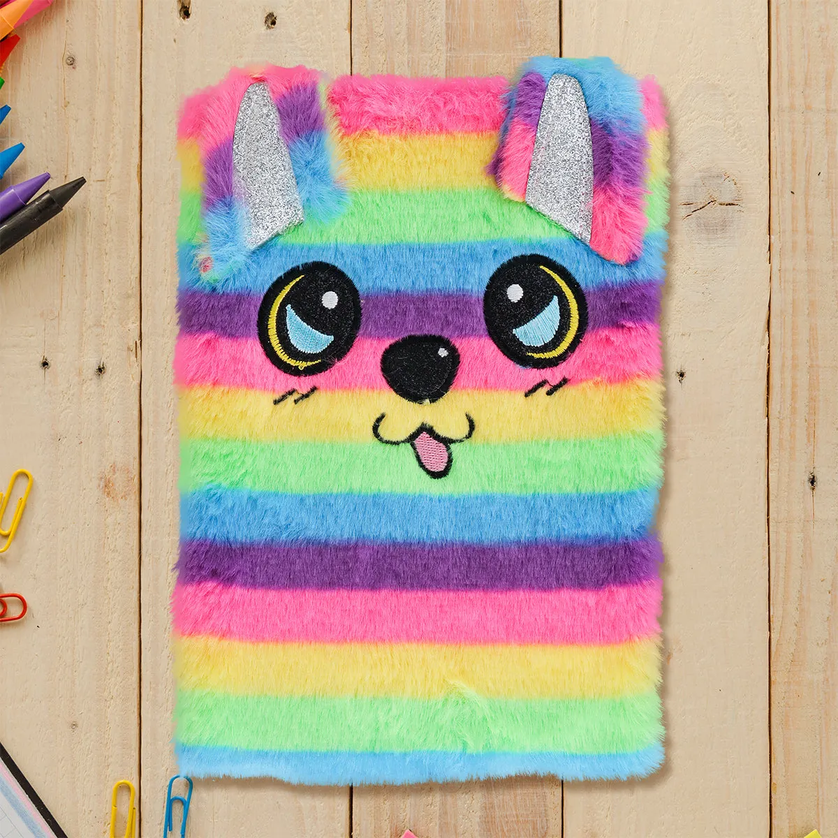Libreta de Peluche con Diseo de Perro, Multicolor