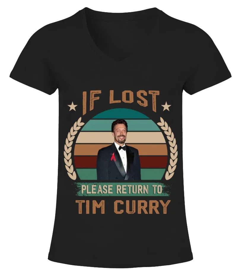LISTENING TO TIM CURRY Camiseta cuello pico Mujer