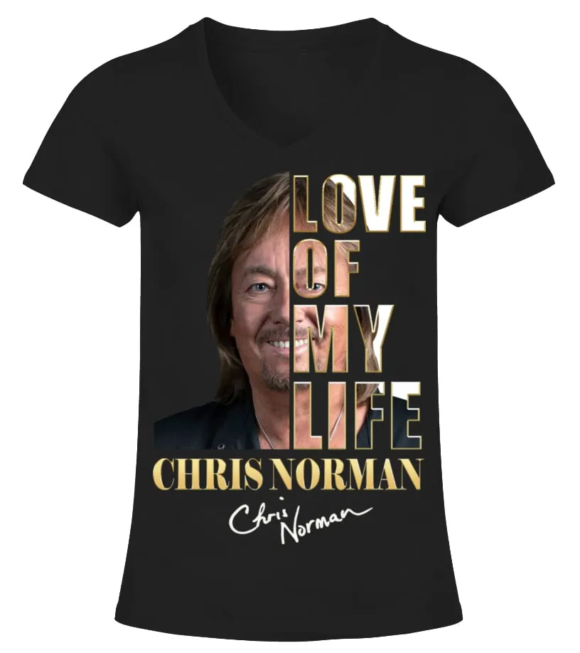 LOVE OF MY LIFE  CHRIS NORMAN CAMISETA CUELLO PICO MUJER
