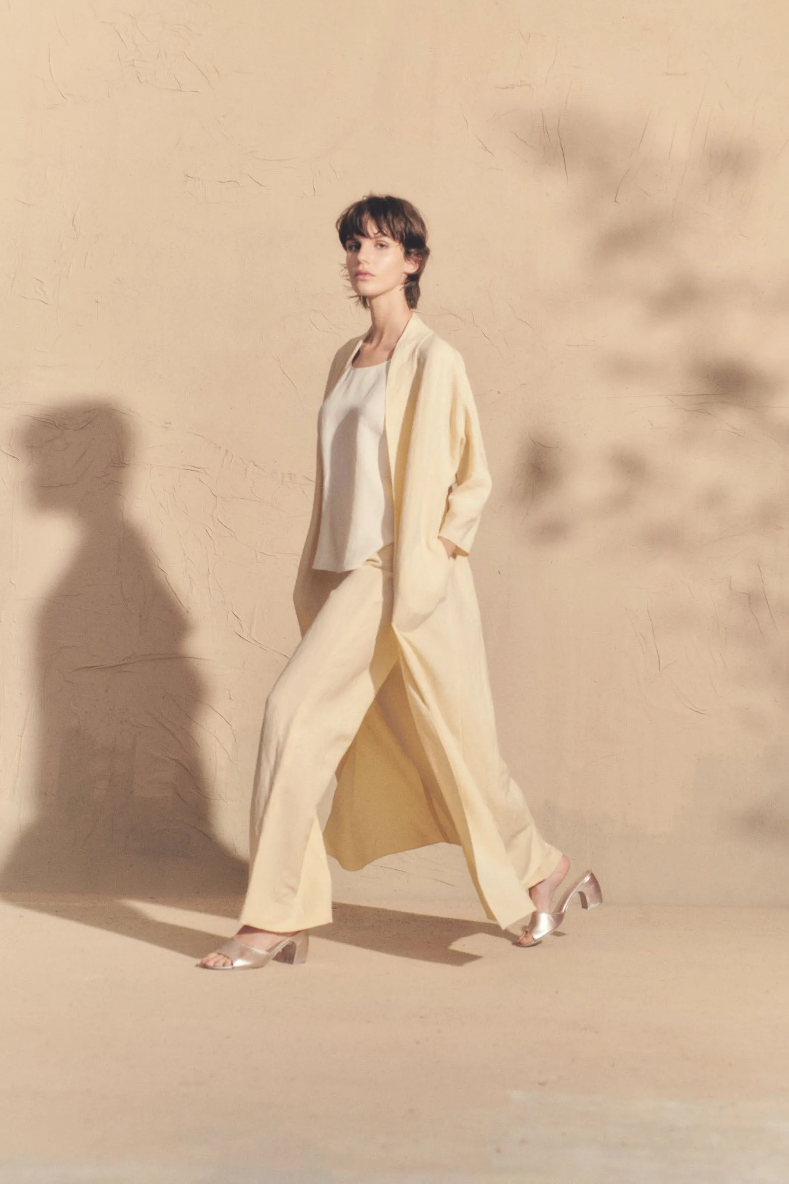Margot, vanilla linen and virgin wool pants
