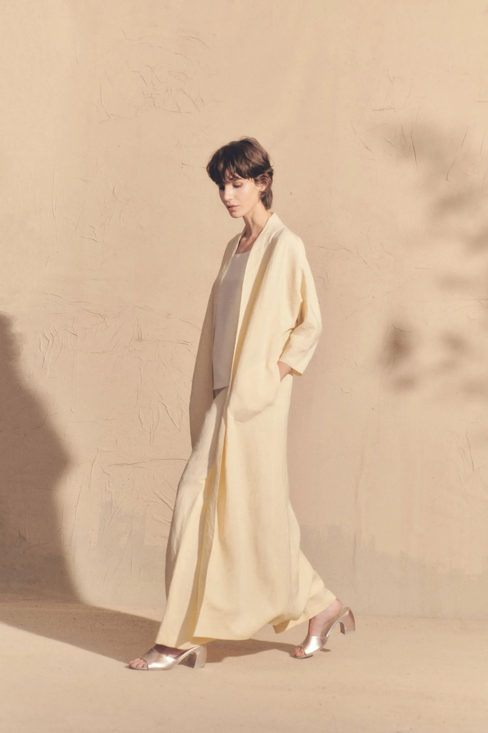 Margot, vanilla linen and virgin wool pants