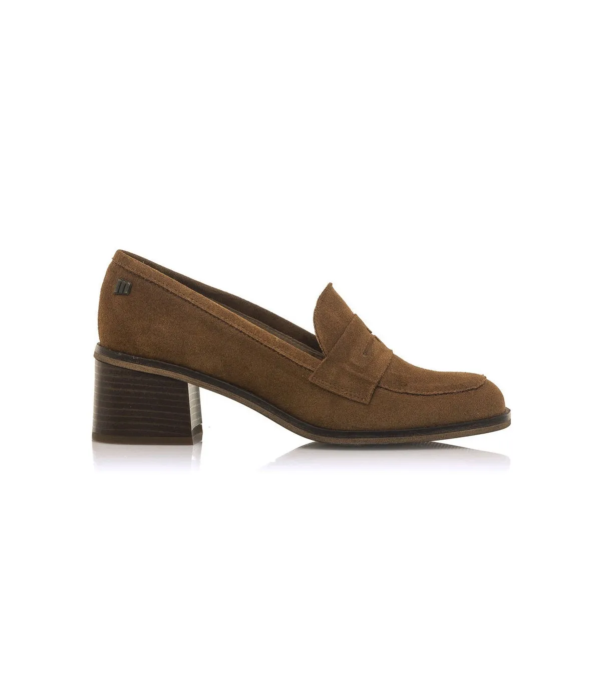 Mocasín de tacón de serraje