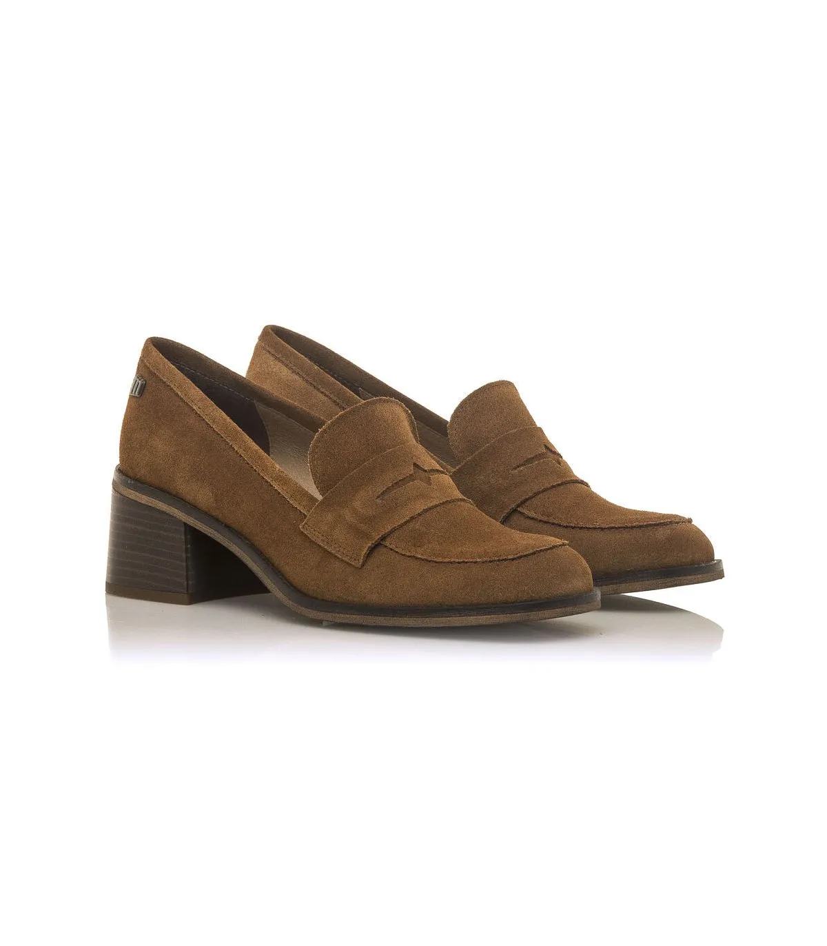 Mocasín de tacón de serraje