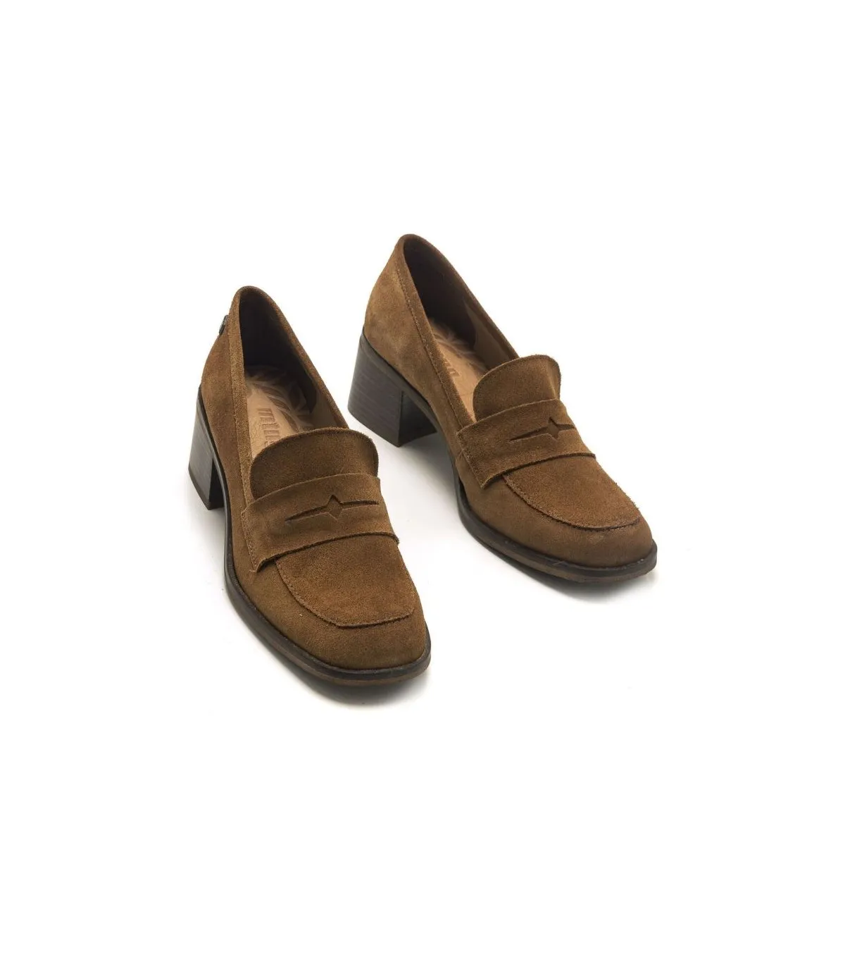Mocasín de tacón de serraje