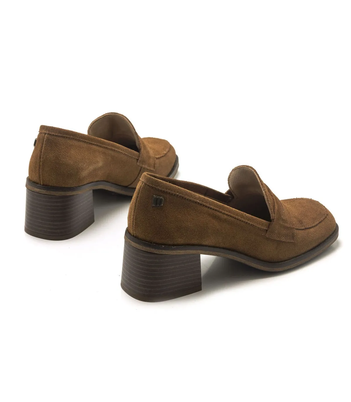 Mocasín de tacón de serraje