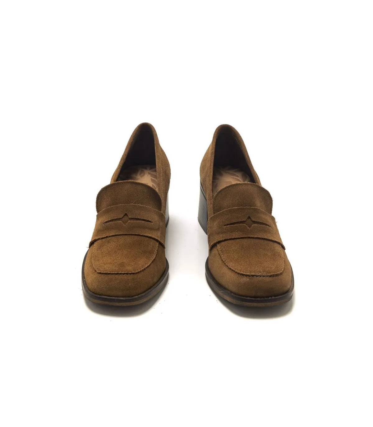 Mocasín de tacón de serraje
