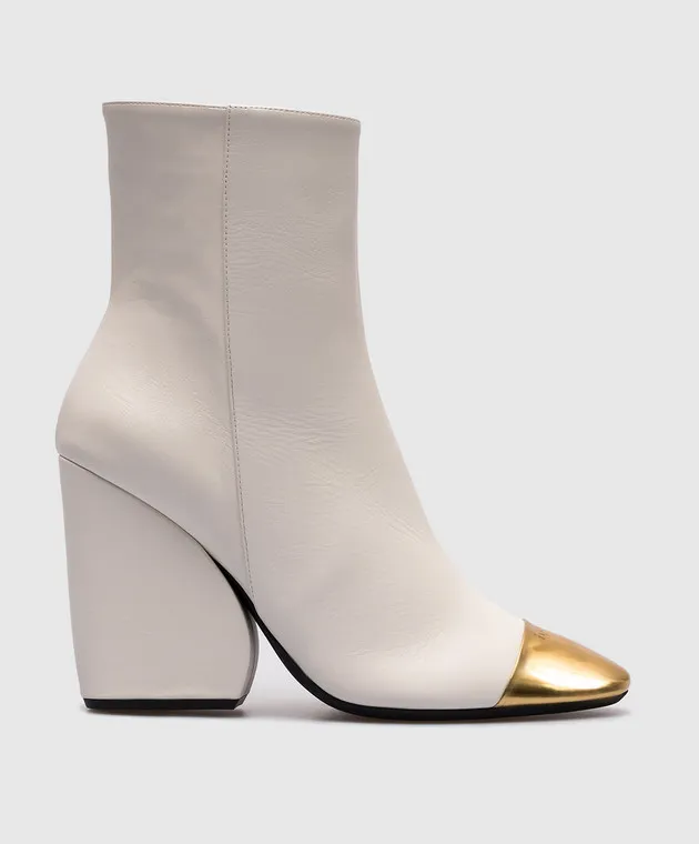 N21 White leather ankle boots with logo