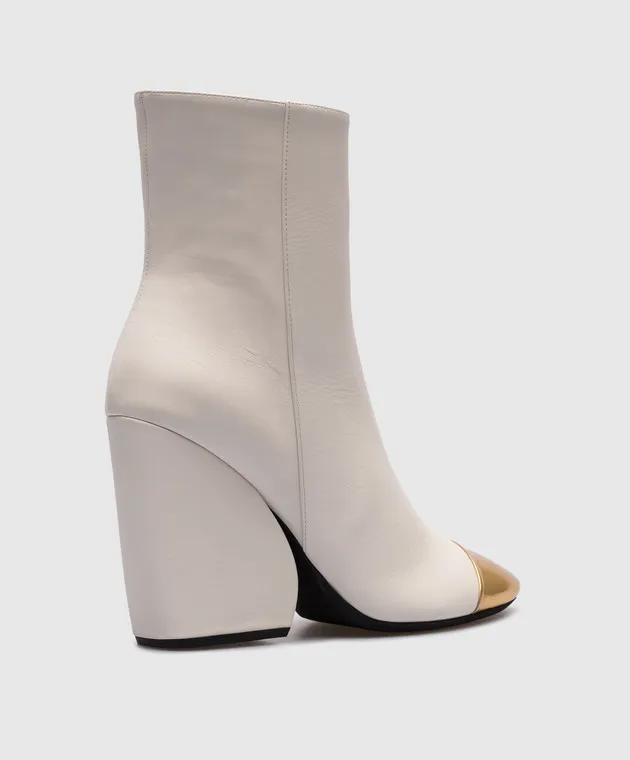 N21 White leather ankle boots with logo