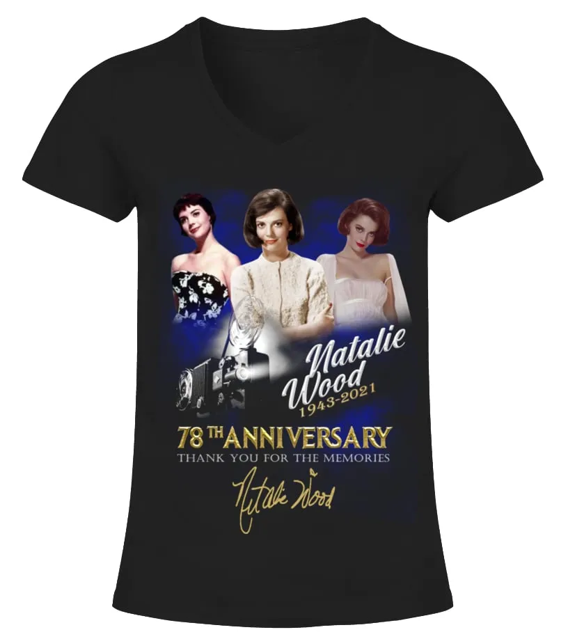 NATALIE WOOD 78TH ANNIVERSARY Camiseta cuello pico Mujer