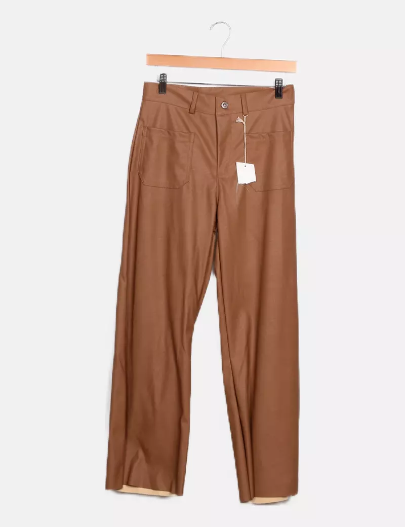 NoName Pantalón beige polipiel