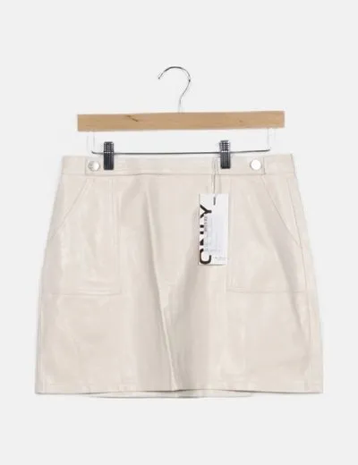 ONLY Falda blanca polipiel