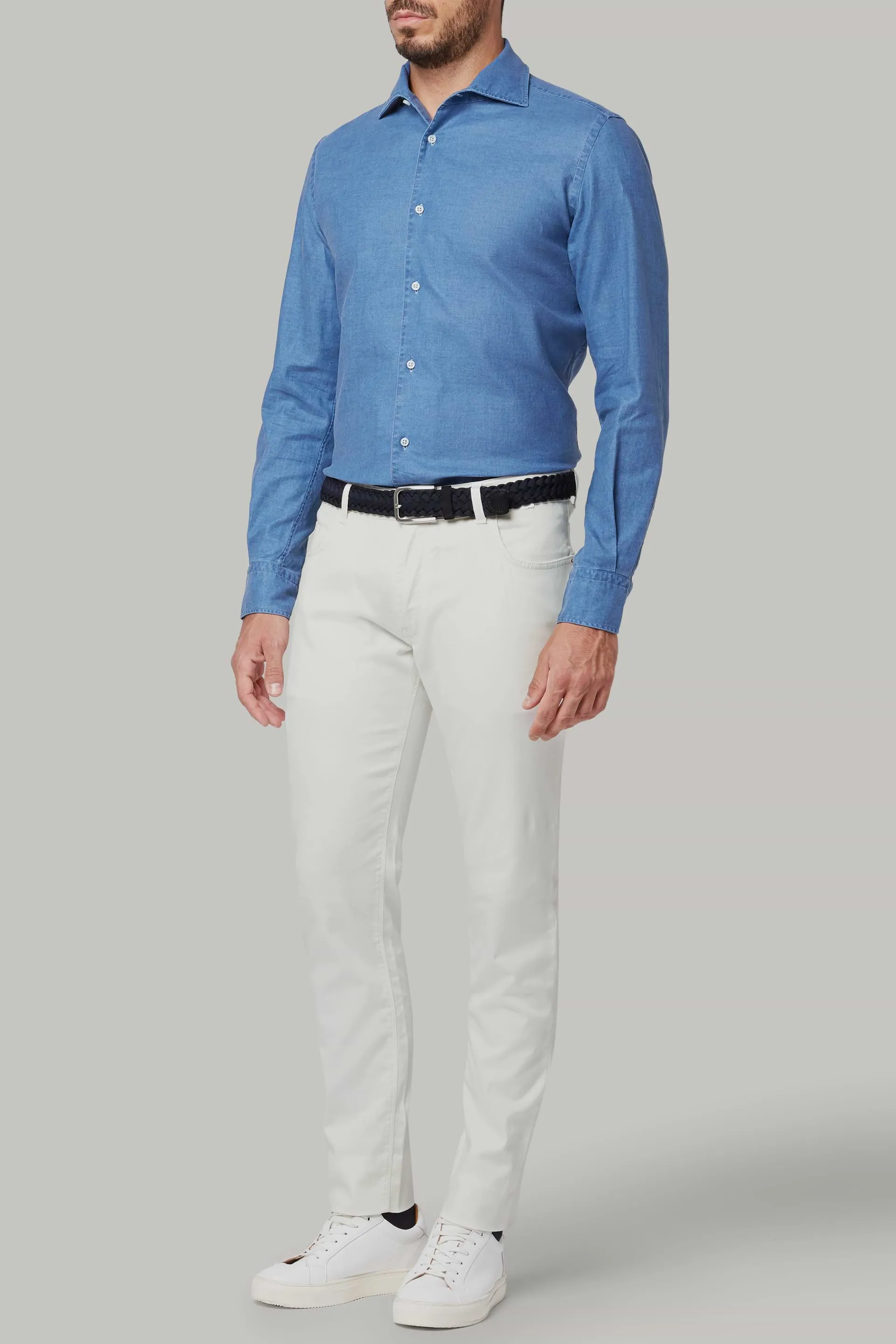 Pantalón Con 5 Bolsillos De Algodón Gabardina Regular Fit De Tencel