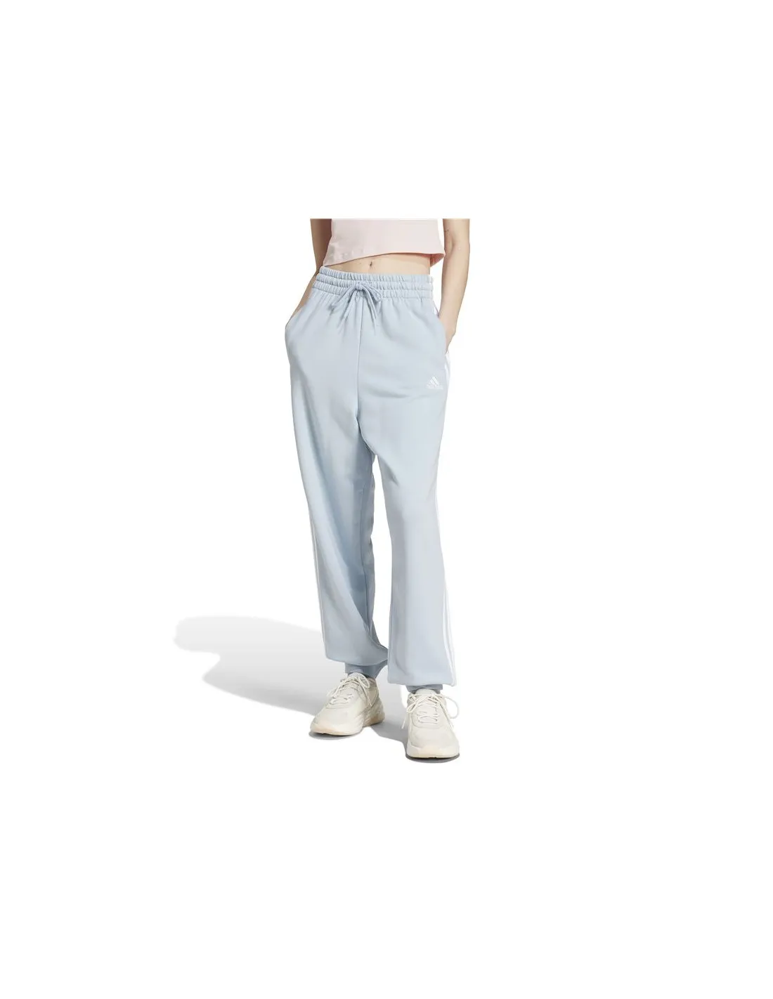 Pantalón adidas Essentials 3 Bandas French Terry Loose Mujer Azul