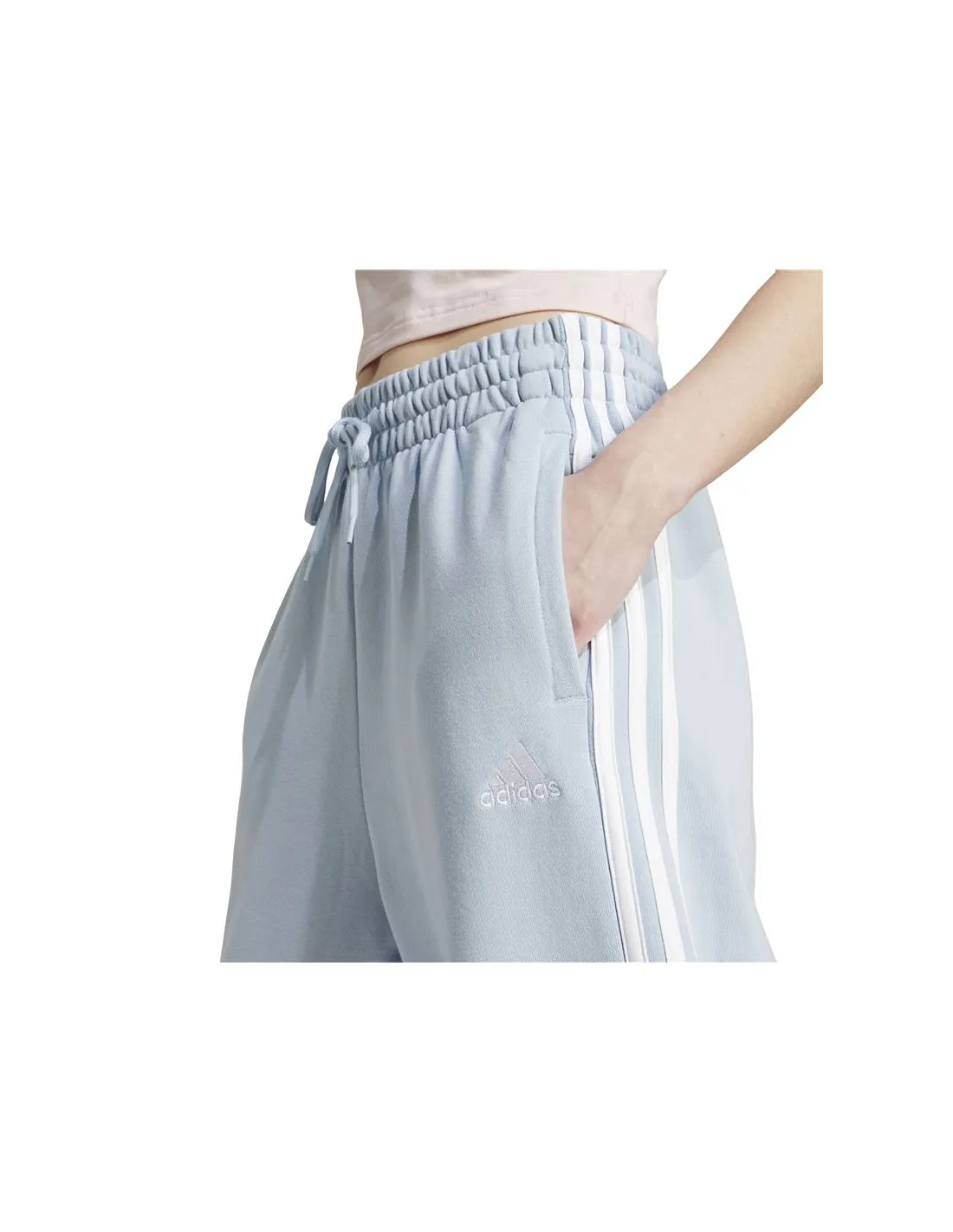 Pantalón adidas Essentials 3 Bandas French Terry Loose Mujer Azul