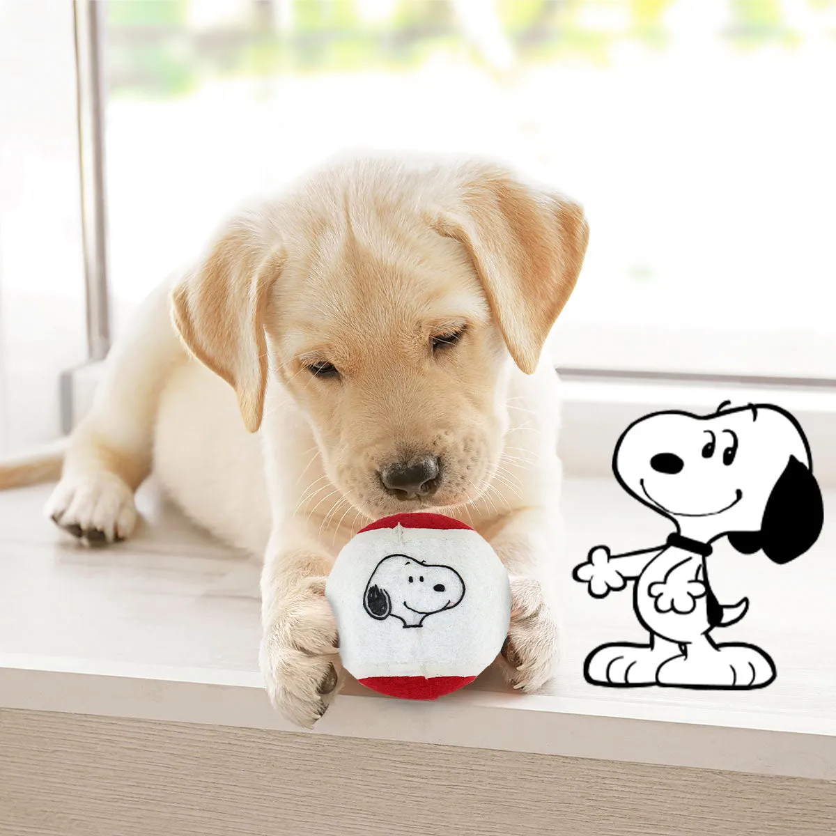 Pelota de Tenis con Diseo de Peanuts para Perro, color Rojo