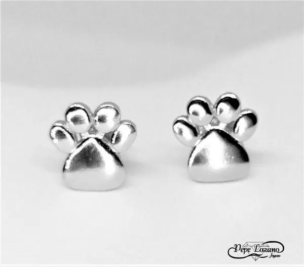 Pendientes plata huella perro