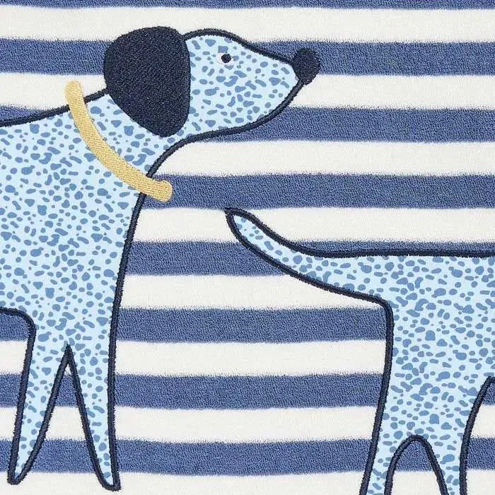 Pijama Terry LONG JOHN RETRO Rayas Azul acero y Perro
