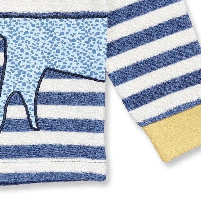 Pijama Terry LONG JOHN RETRO Rayas Azul acero y Perro