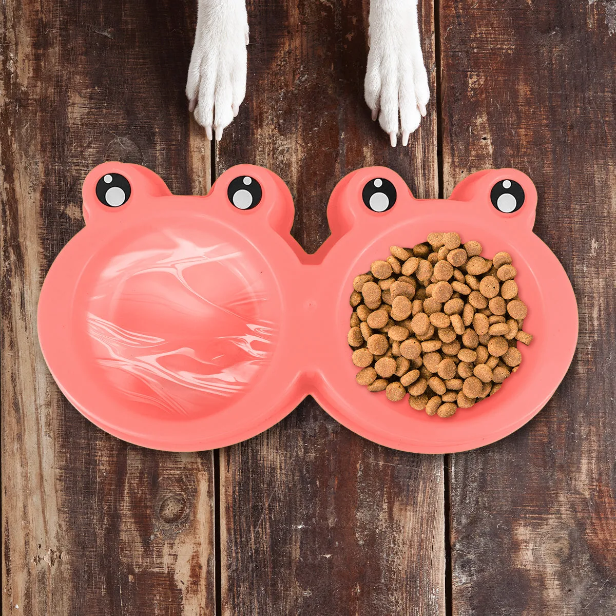 Plato color Rosa con Diseo de Rana para Mascota