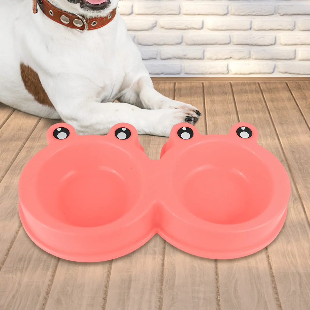 Plato color Rosa con Diseo de Rana para Mascota