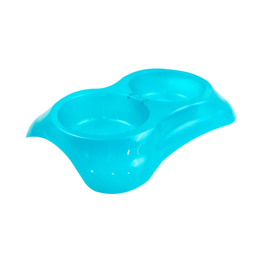 Plato Doble para Mascota color Aqua razas pequeas