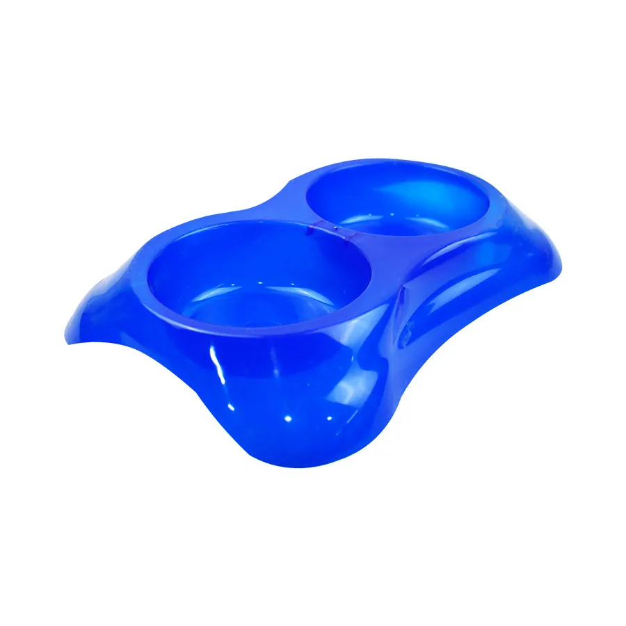 Plato Doble para Mascota color Azul razas pequeas