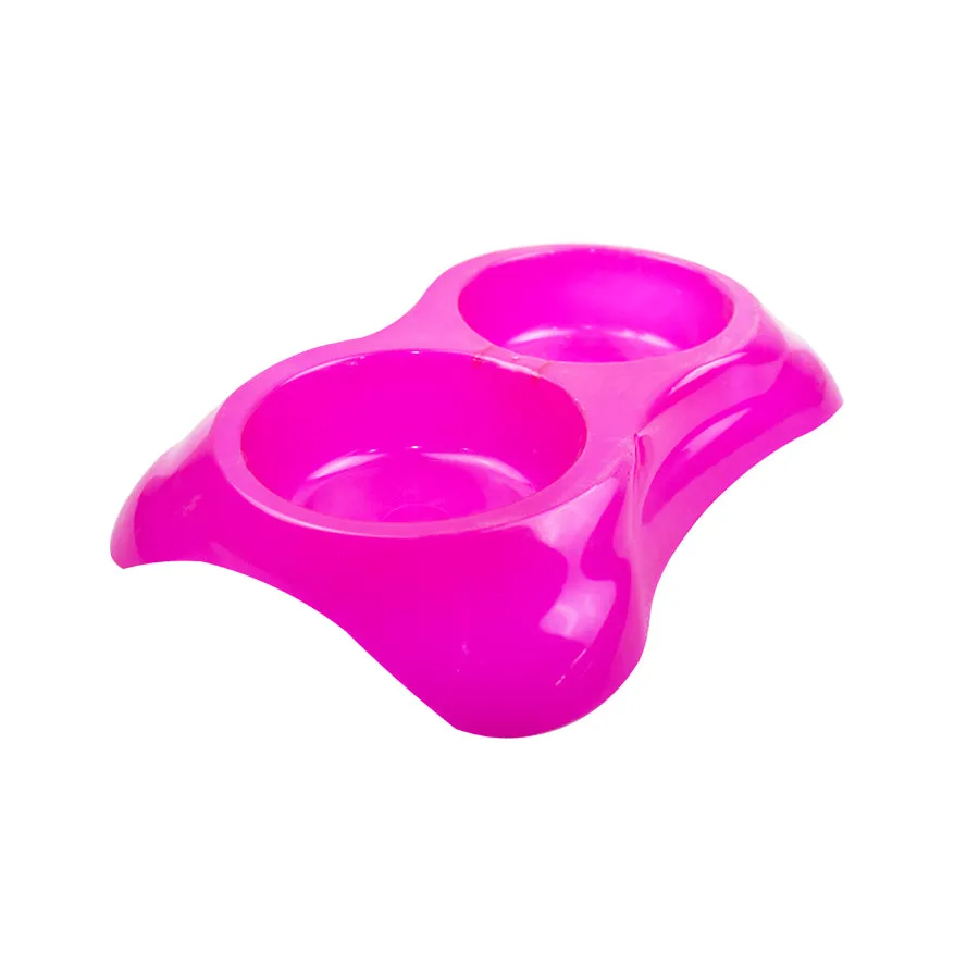 Plato Doble para Mascota color Rosa razas pequeas