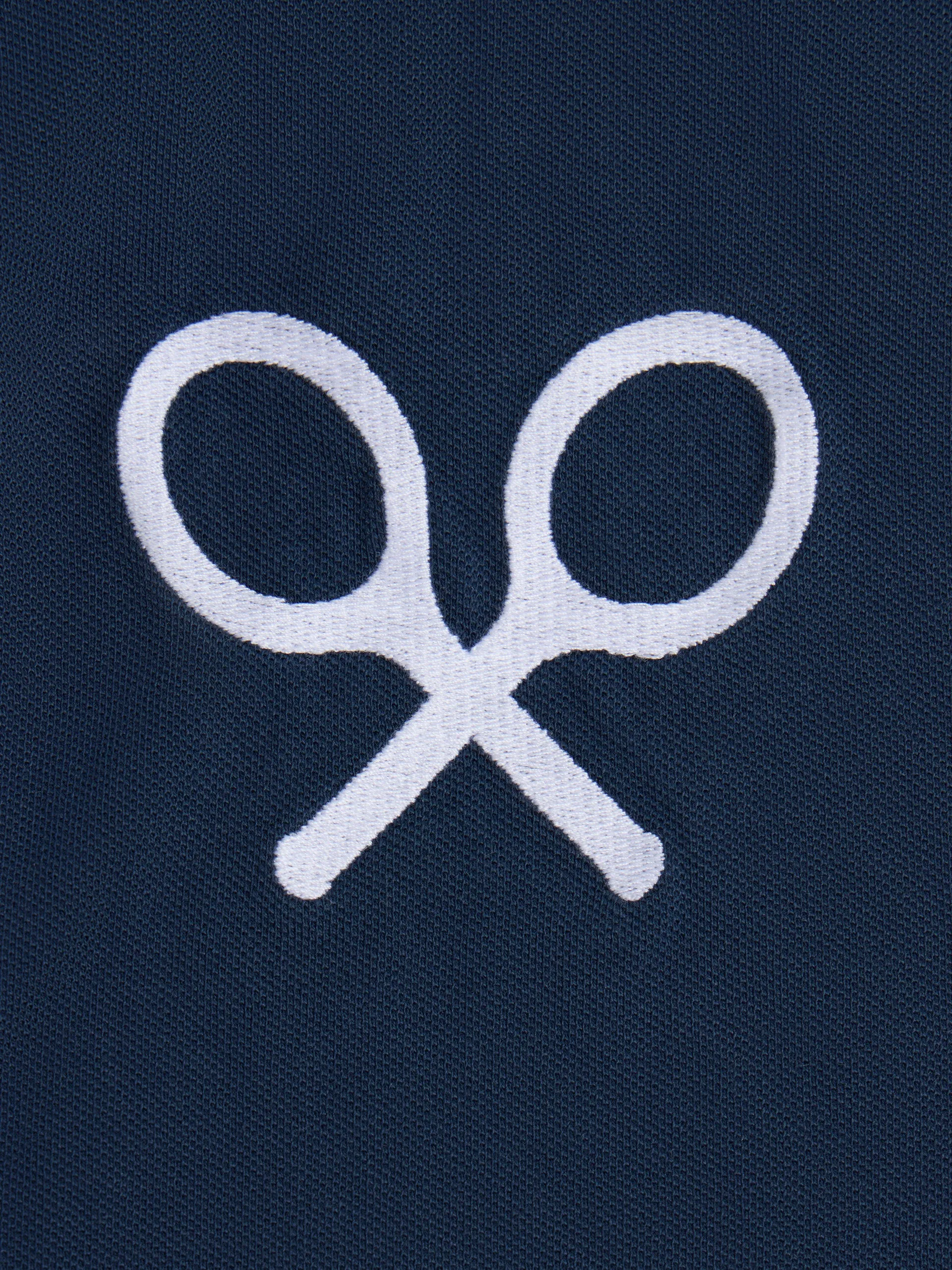 Polo mascota raqueta azul marino