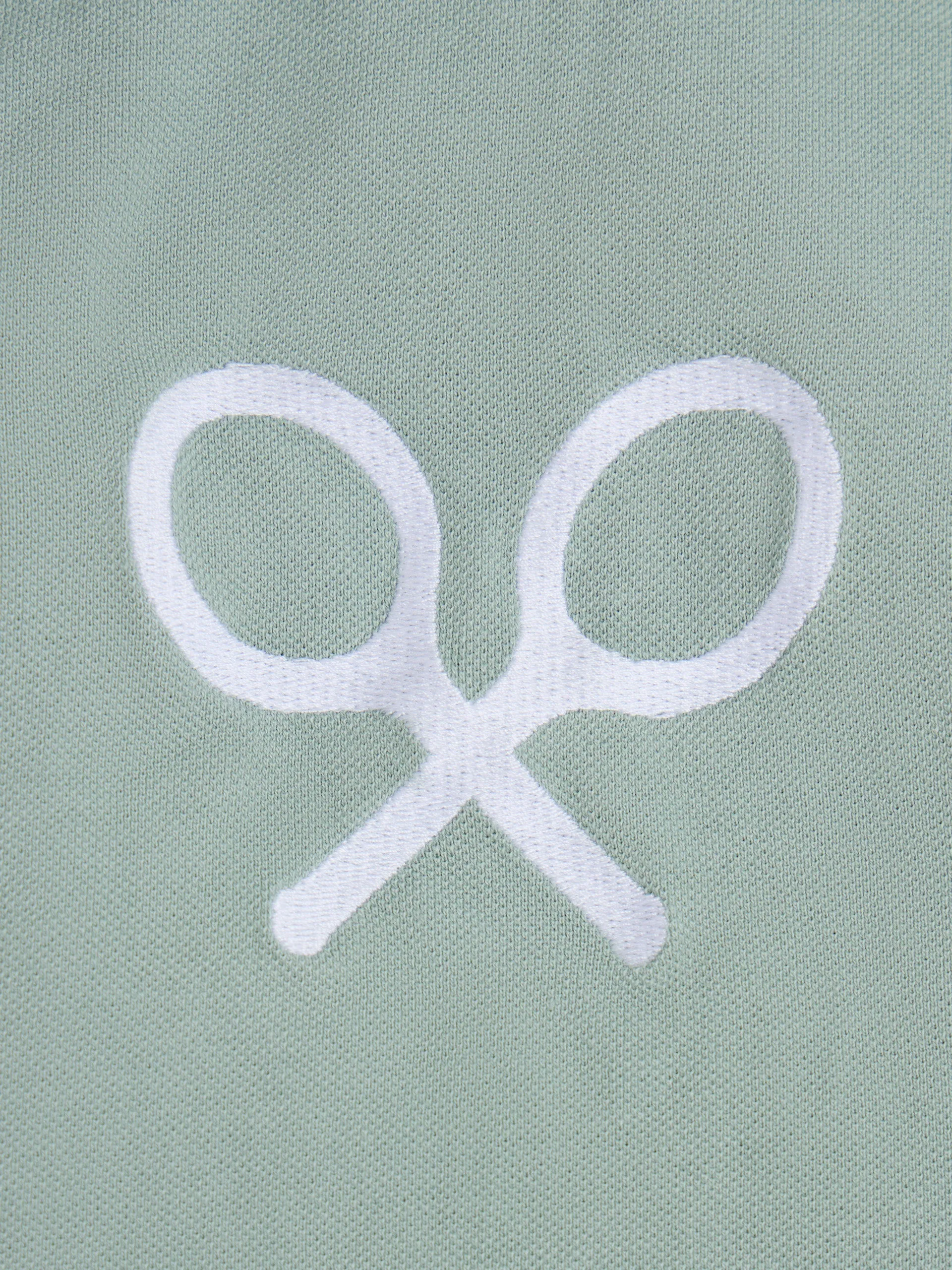 Polo mascota raqueta verde