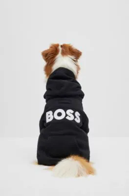 Prenda con capucha para perro y cremallera en algodón con logo en contraste