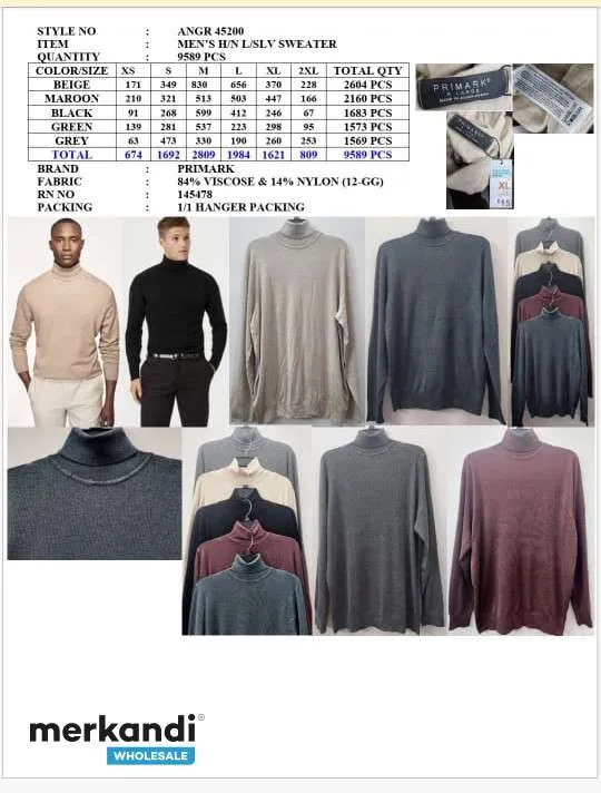 PRIMARK JERSEYS/SUéTERES DE CUELLO ALTO PARA HOMBRE  OFERTAS DE STOCK 9.500 PIEZAS