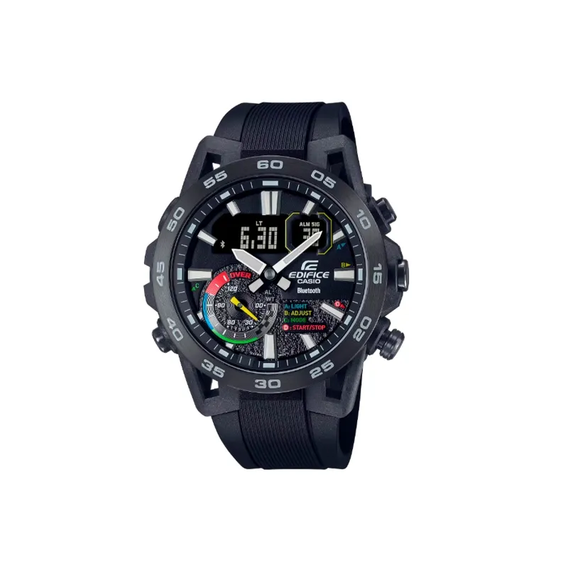 RELOJ CASIO EDIFICE ACERO NEGRO CORREA RESINA ECB40MP1A