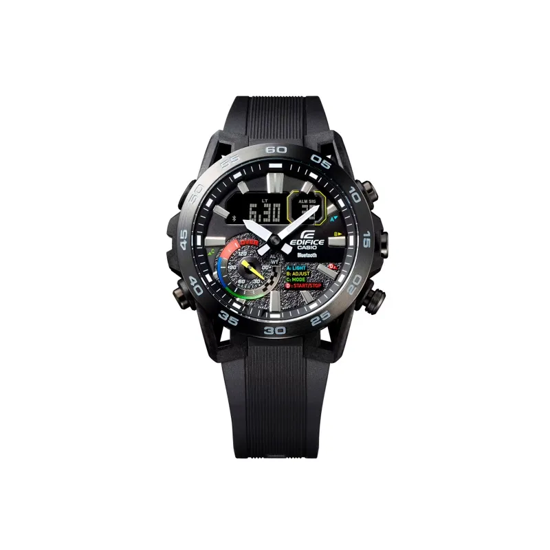 RELOJ CASIO EDIFICE ACERO NEGRO CORREA RESINA ECB40MP1A