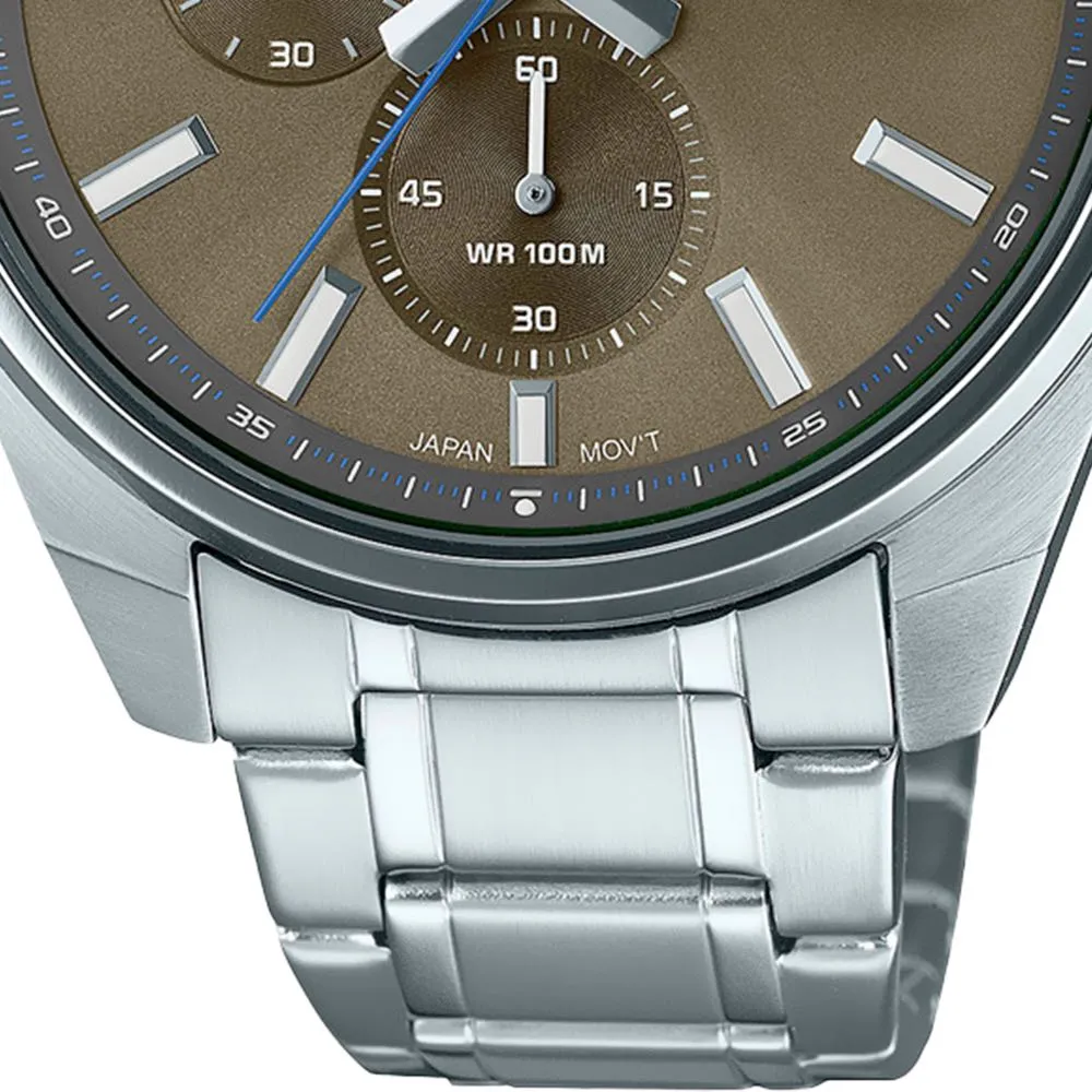 Reloj Casio Hombre Café y Plata Análogo