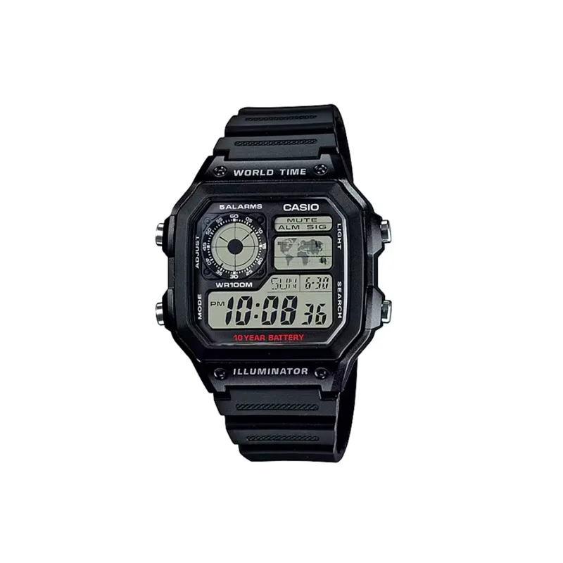 RELOJ CASIO ILLUMINATOR NEGRO WORLD TIME AE1200WH1AVEF