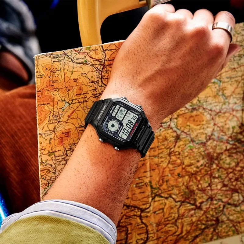 RELOJ CASIO ILLUMINATOR NEGRO WORLD TIME AE1200WH1AVEF