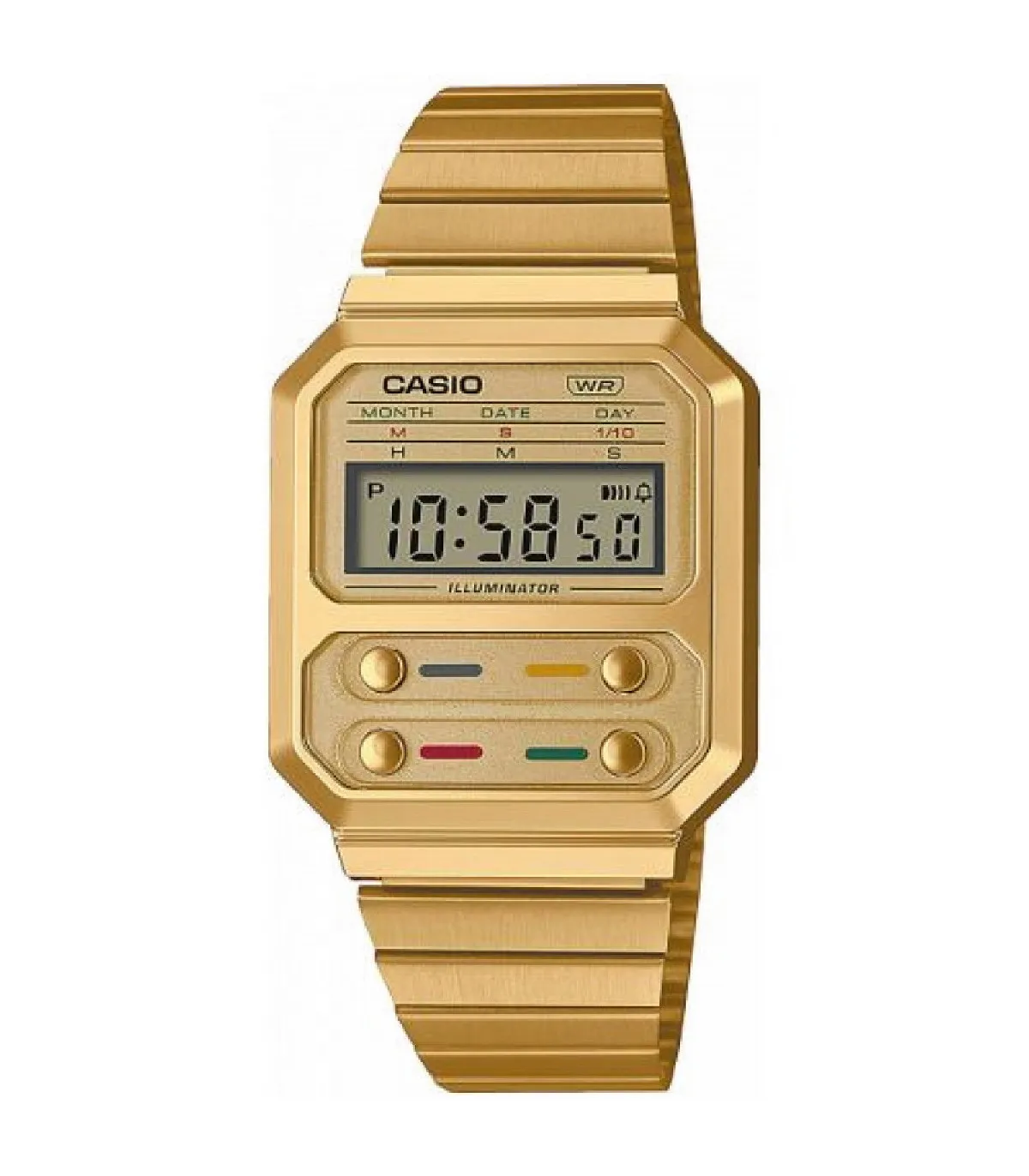 RELOJ CASIO VINTAGE UNISEX ACERO IP DORADO  A100WEG9AEF
