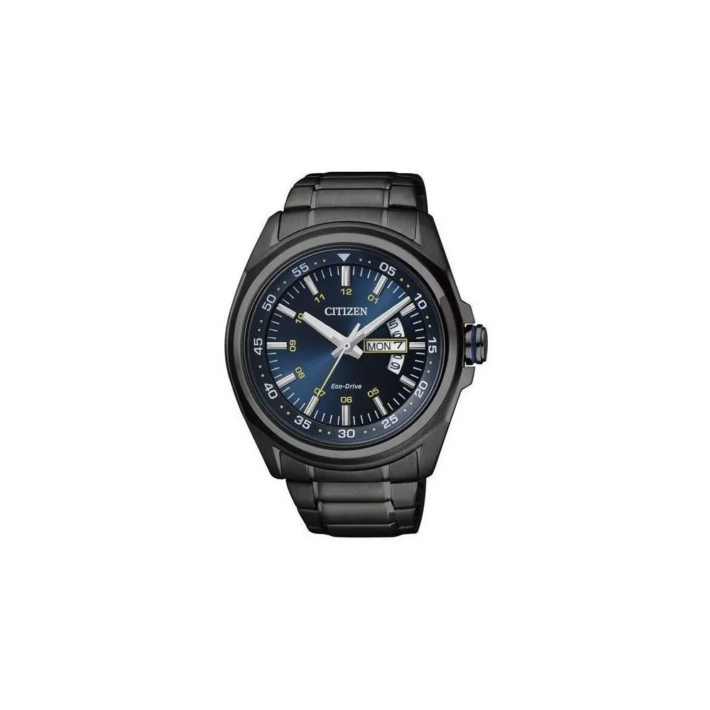 Reloj Citizen hombre. Acero pavonado negro. Colección Sport. Eco Drive
